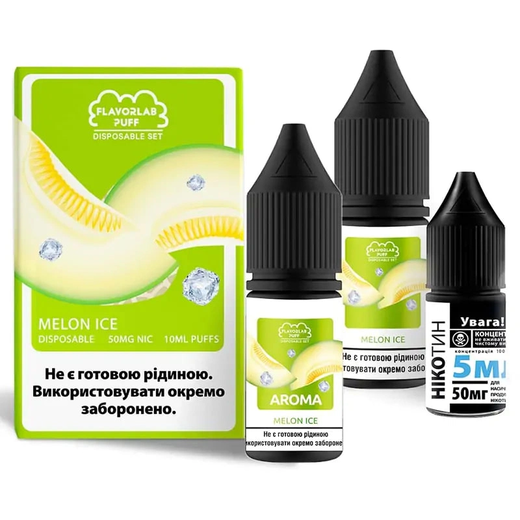 Набір рідини Flavorlab Disposable Puff 10 мл 65 мг Salt Melon Ice (Диня Лід)