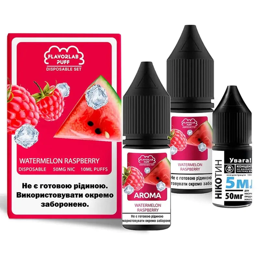 Набір рідини Flavorlab Disposable Puff 10 мл 65 мг Salt Watermelon Raspberry (Кавун Малина)