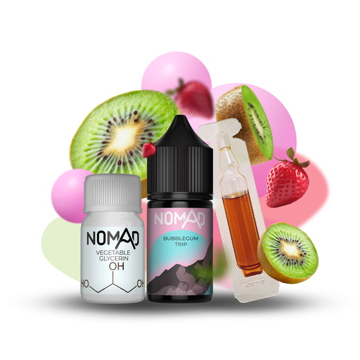 Набір рідини Nomad 30 мл 30 мг Salt Bubblegum Trip (Ківі Полуниця Жуйка)