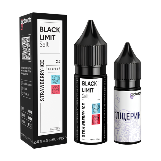 Набір рідини Octobar Black Limit 15 мл 65 мг Salt Strawberry Ice (Полуниця Лід)